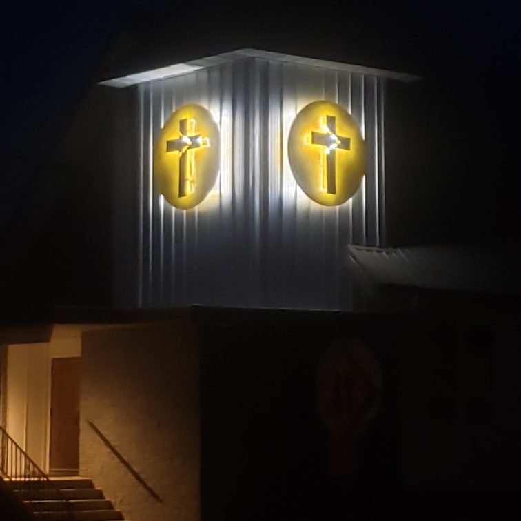 6' backlit church signs built from powder coated 16ga steel